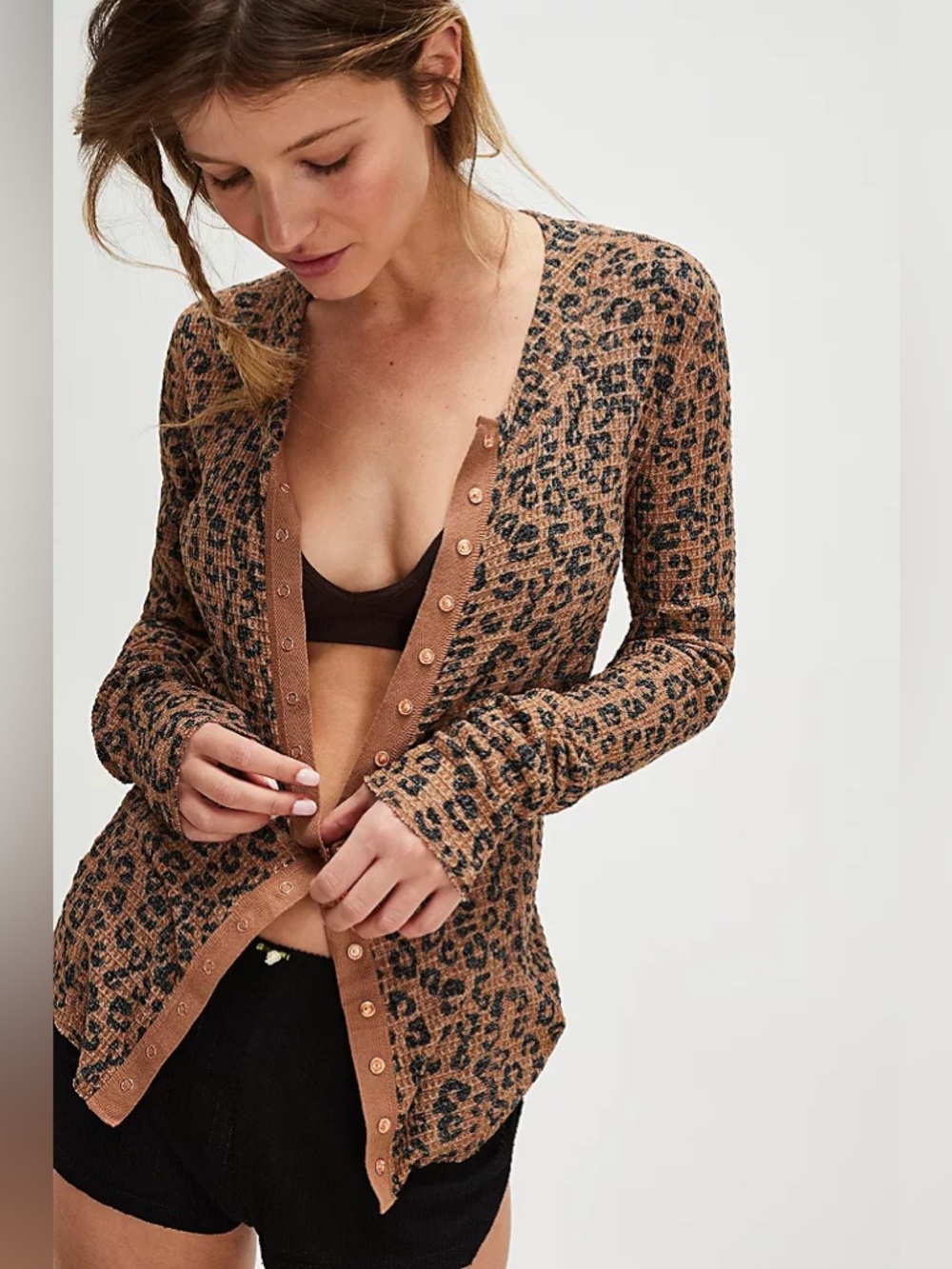 NWT Free People Going Places Leopard Printed Cardi